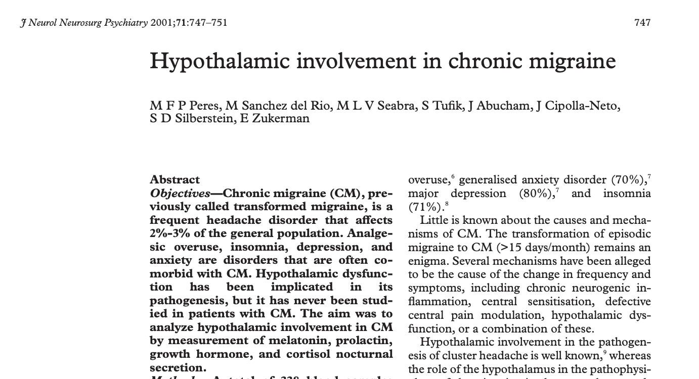 Hypothalamus Chronic Migraine