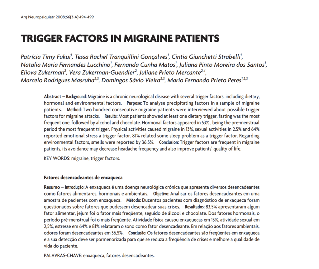 trigger factors migraine